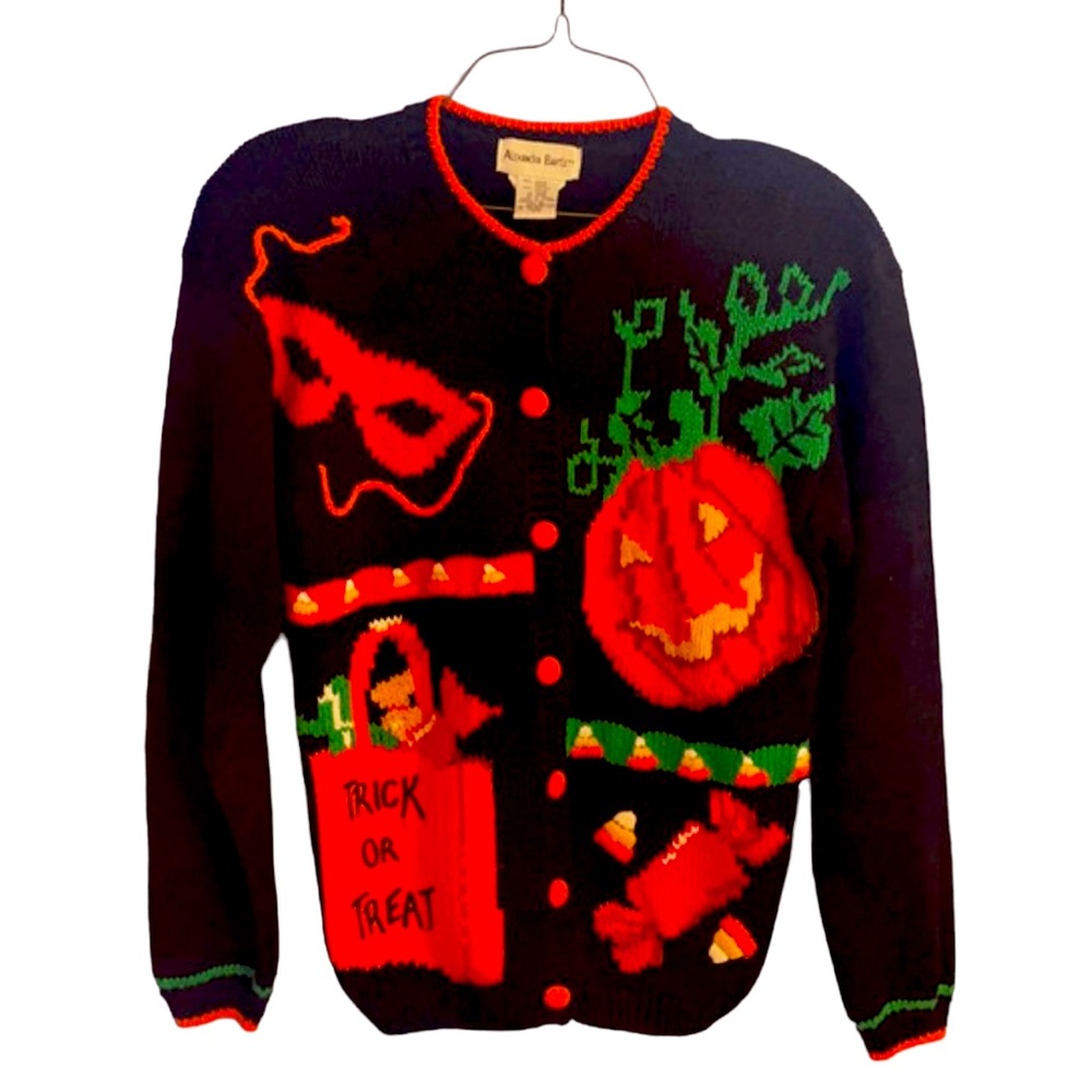 Vintage Halloween pumpkin cardigan sweater
